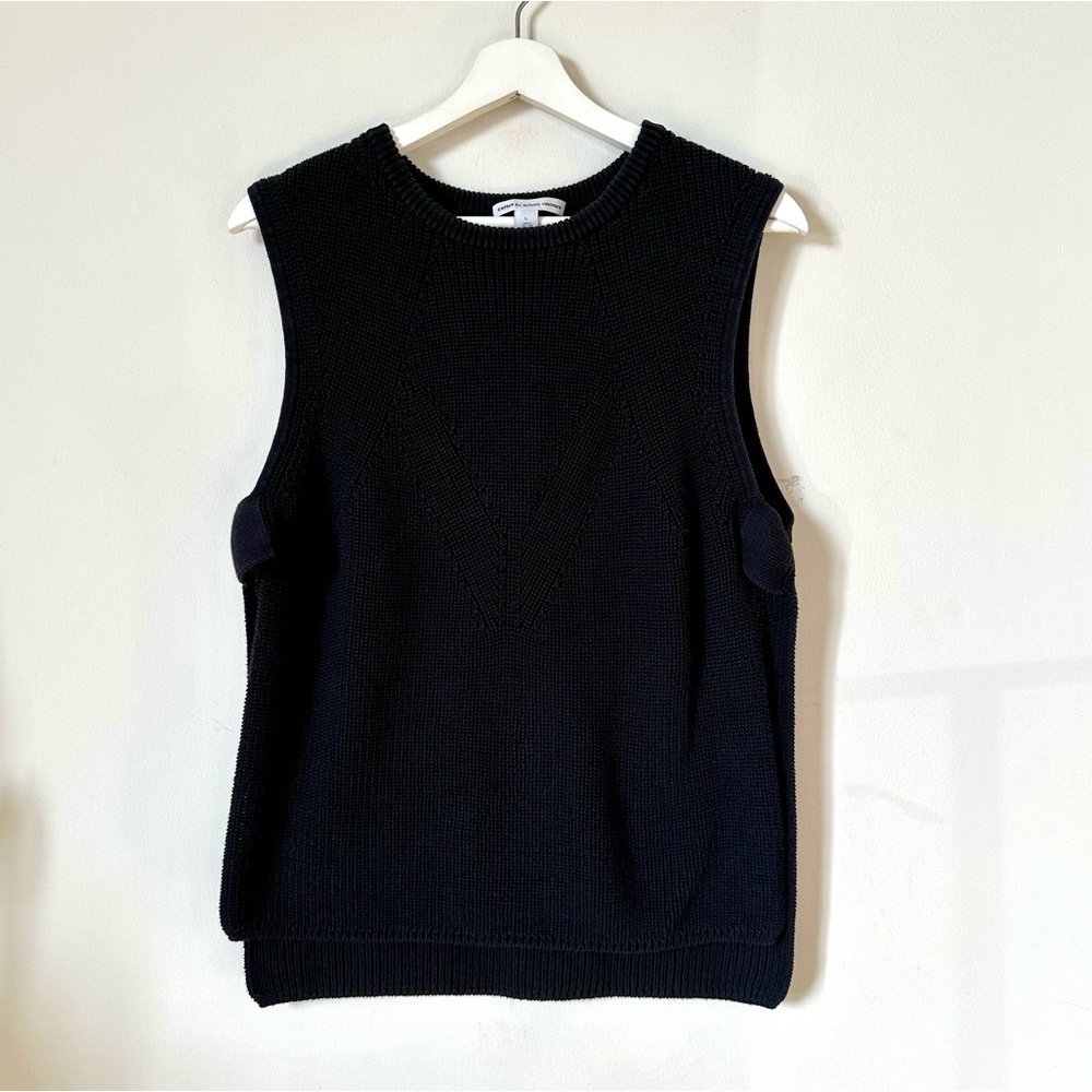 Autumn Cashmere Black Sleeveless Sweater Vest Crewneck Cotton Size L